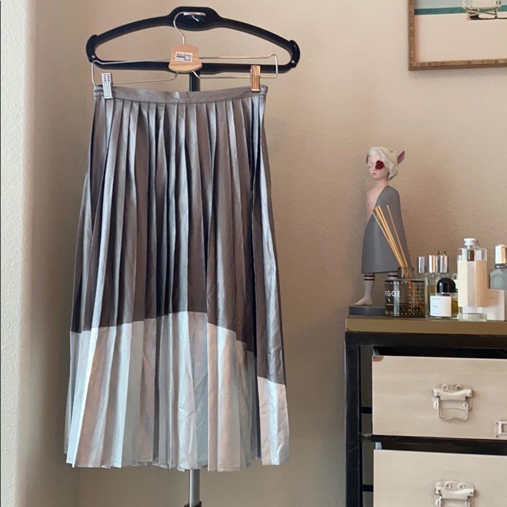 Topshop metallic Pleated midi Skirt